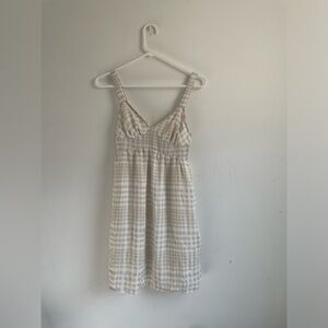 Cream & White Plaid Dress